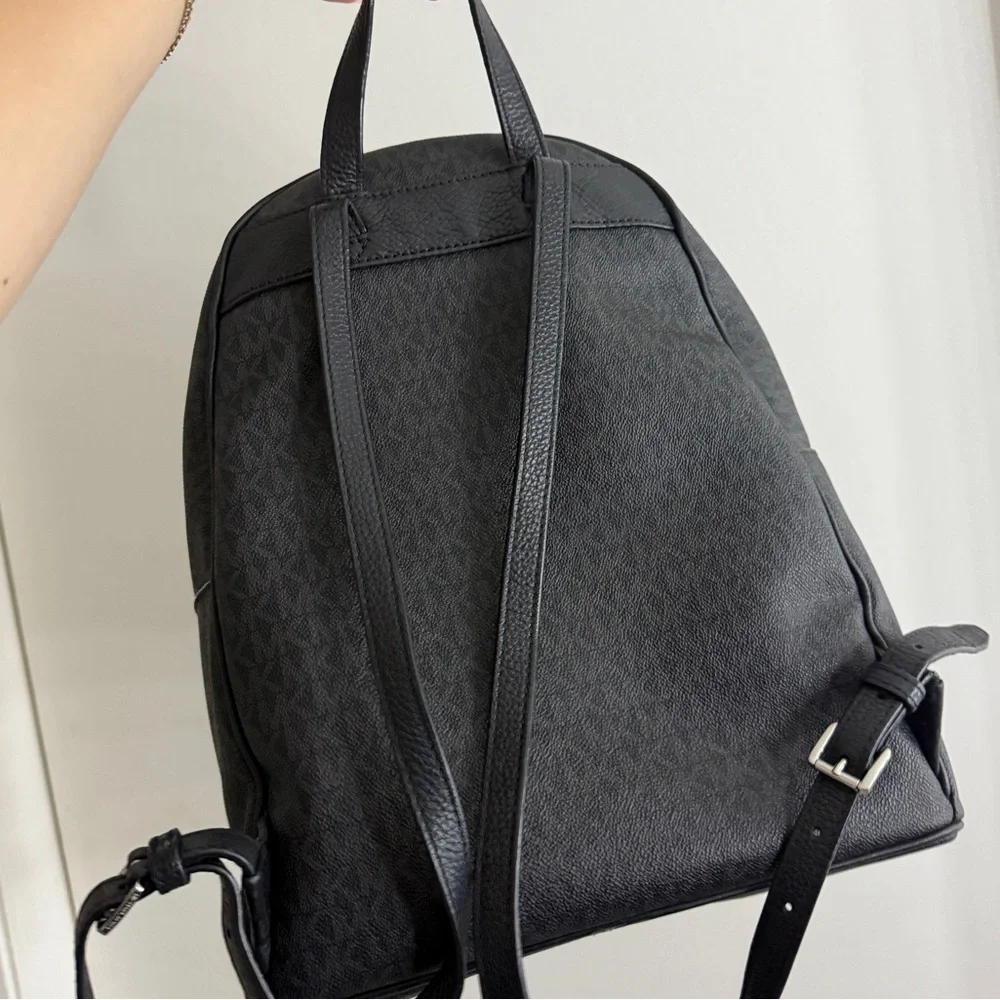 Michael Kors Black Backpack Sleek Design Pebbled Leather